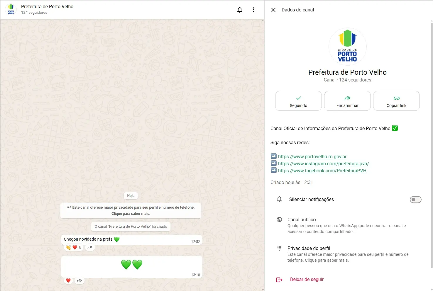 Canal da Prefeitura no WhatsApp facilita acesso da população a serviços e informações